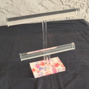 Acrylic Jewelry Stand with Floral Base